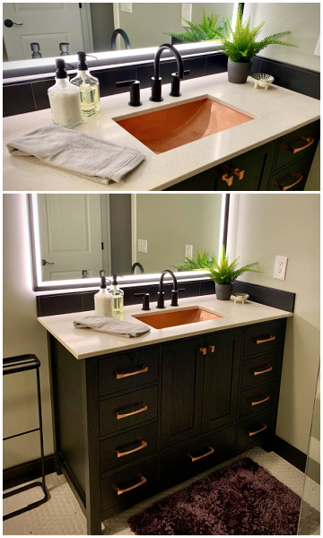CS3003L15 20.5 inch Trough Copper Bath Sink by SoLuna